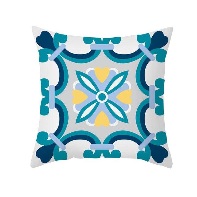 Ethnic Floral Patterns Sofa Cushion Cases Nordic Geometric Simple Blue Modern Decorative Throw Pillow Case Cushion Case For Room Bedroom Pillows Case Bohemian Decor Home Pillows 45x45CM