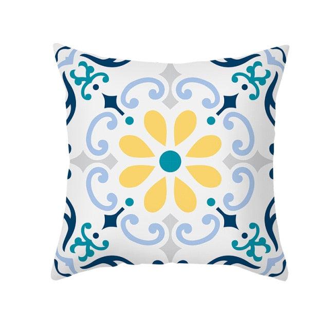 Ethnic Floral Patterns Sofa Cushion Cases Nordic Geometric Simple Blue Modern Decorative Throw Pillow Case Cushion Case For Room Bedroom Pillows Case Bohemian Decor Home Pillows 45x45CM