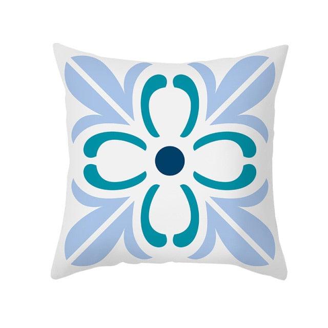 Ethnic Floral Patterns Sofa Cushion Cases Nordic Geometric Simple Blue Modern Decorative Throw Pillow Case Cushion Case For Room Bedroom Pillows Case Bohemian Decor Home Pillows 45x45CM