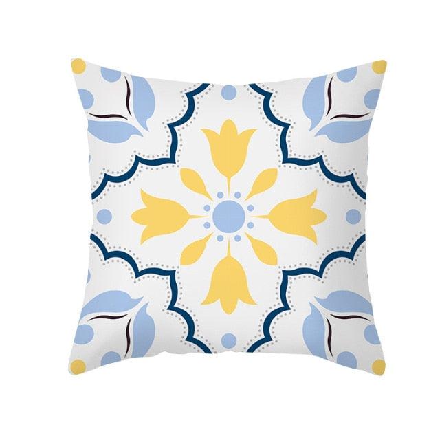 Ethnic Floral Patterns Sofa Cushion Cases Nordic Geometric Simple Blue Modern Decorative Throw Pillow Case Cushion Case For Room Bedroom Pillows Case Bohemian Decor Home Pillows 45x45CM