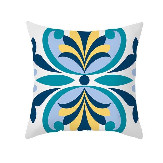 Ethnic Floral Patterns Sofa Cushion Cases Nordic Geometric Simple Blue Modern Decorative Throw Pillow Case Cushion Case For Room Bedroom Pillows Case Bohemian Decor Home Pillows 45x45CM