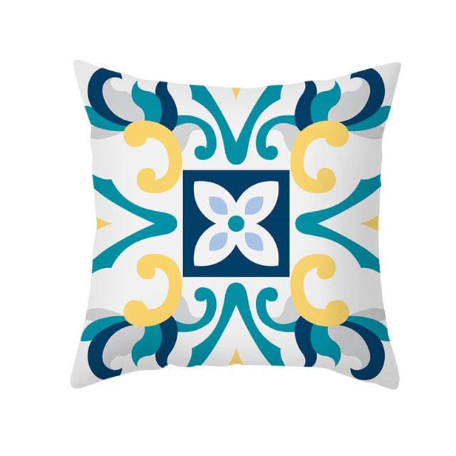 Ethnic Floral Patterns Sofa Cushion Cases Nordic Geometric Simple Blue Modern Decorative Throw Pillow Case Cushion Case For Room Bedroom Pillows Case Bohemian Decor Home Pillows 45x45CM
